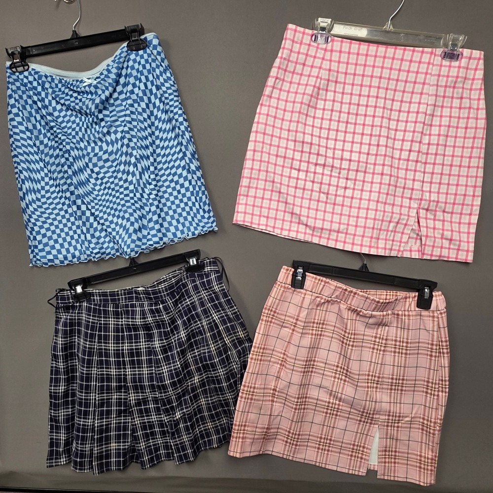 Wild Fable Mini Skirt Women's Checkered Plaid Bundle Set of 4 L 12